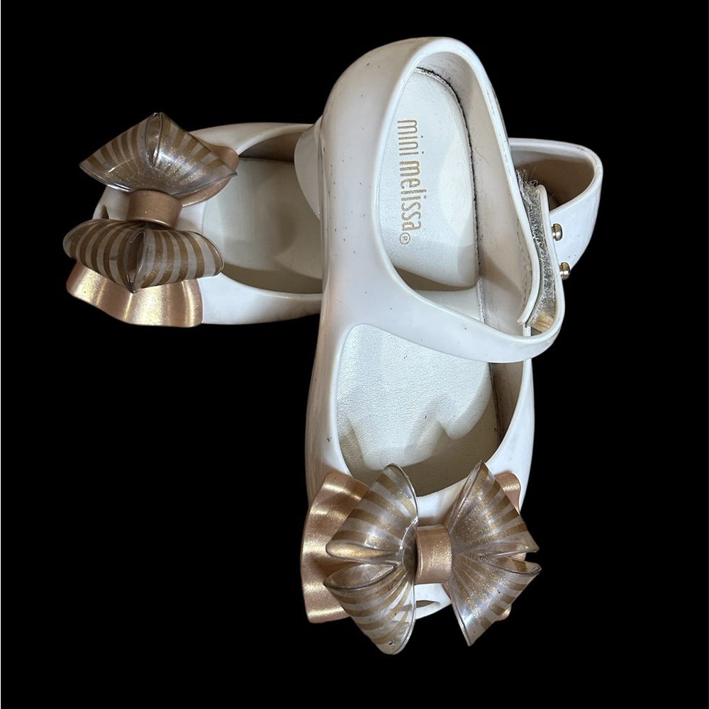 Mini Melissa White and Gold Kids Shoes Size 8